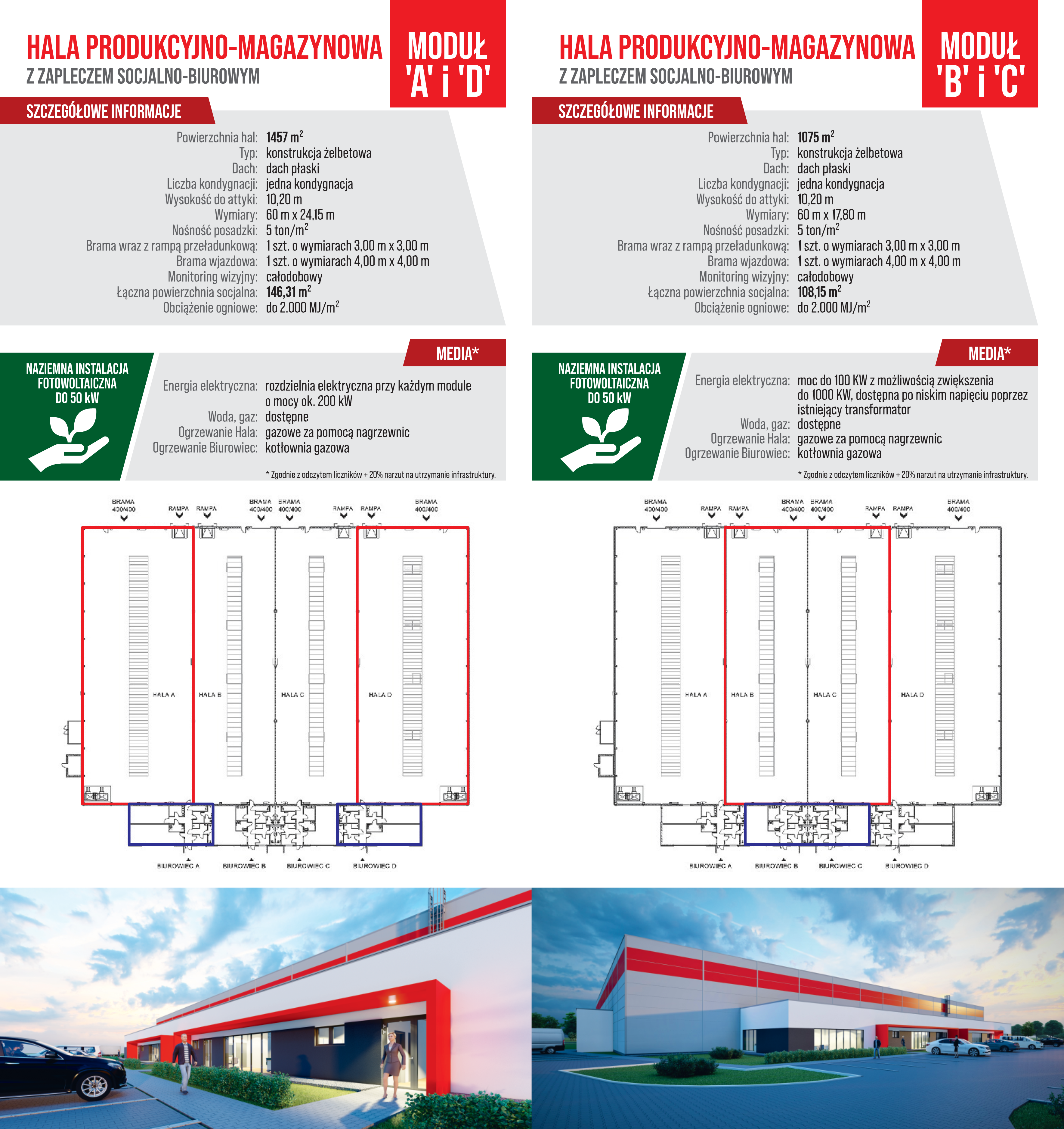 Ulotka ofertowa INVEST-PARK DEVELOPMENT: hala produkcyjno-magazynowa do wynajęcia przy ul. Strefowej 21 w Dzierżoniowie. Powierzchnia 5 585 m², 4 moduły z częścią biurowo-socjalną, 80 miejsc parkingowych. Treść zgodna z opisem na stronie.