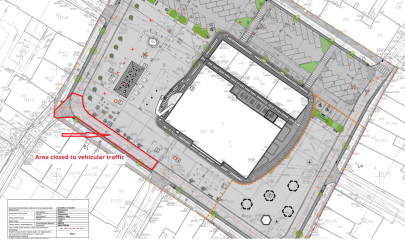 View of a map section showing the construction works site.