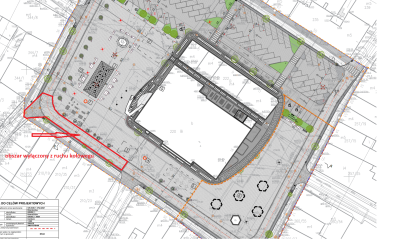 Widok na wycinek mapy obrazujący miejsce robót budowlanych.