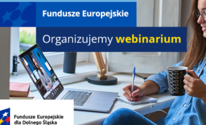 grafika ozdobna doartykułu informującego o bezpłatnym webinarium pn. „Jak rozwinąć firmę z Funduszami Europejskimi?”