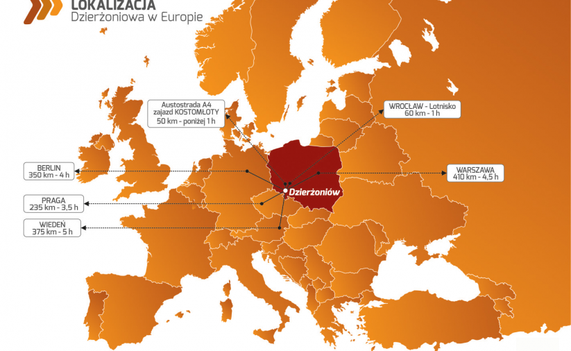 Lokalizacja Dzierżoniowa w Europie