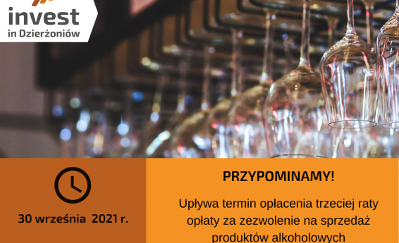 Opłata III raty  za sprzedaż alkoholi