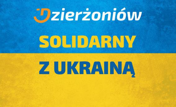 Flaga Ukrainy z napisem Solidarni z Ukrainą