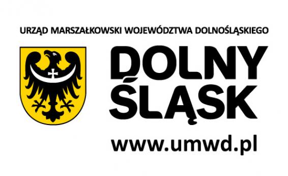 Herb Województwa Dolnośląskiego z napisem: Urząd Marszlakowski Województwa Dolnosląskiego i odniesieniem do strony internetowej: www.umwd.pl