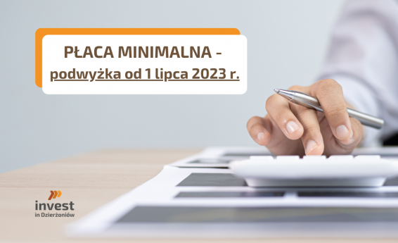Napis Wzrost minimalnego wynagrodzenia od 1 lipca 2023 r.