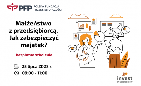 Po prawej stronie rysunek kobiety i mężczyzny, w tle wykresy. Treść grafiki zgodna z treścią artykułu.