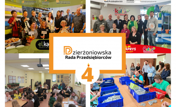 4 years of the Dzierżoniów Entrepreneurs' Council. In the background stand representatives of the Dzierżoniów Council of Entrepreneurs
