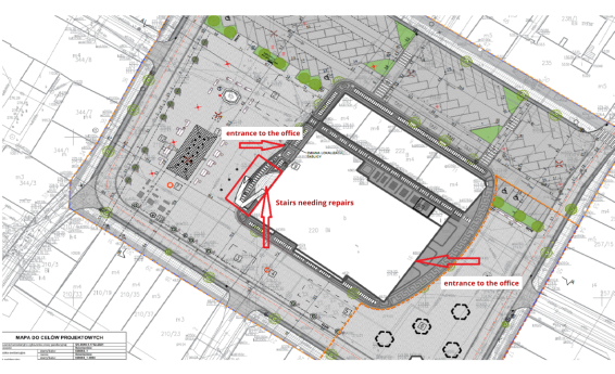View of a map section showing the construction works site.