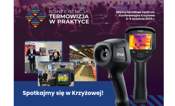 Konferencja w Krzyżowej. Termowizja w praktyce. Zastosowano grafikę dekoracyjną.