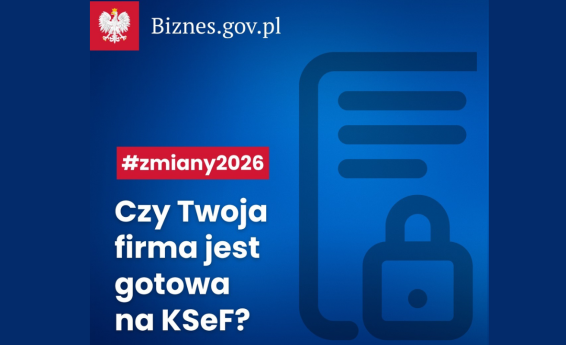 Napis na granatowym tle: Czy Twoja firma jest gotowa na KSeF?