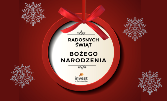 Życzenia świąteczne. Zastosowano grafikę dekoracyjną.