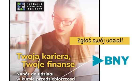 Grafika dekoracyjna - plakat informujący o projekcie "Twoja kariera, Twoje finanse"